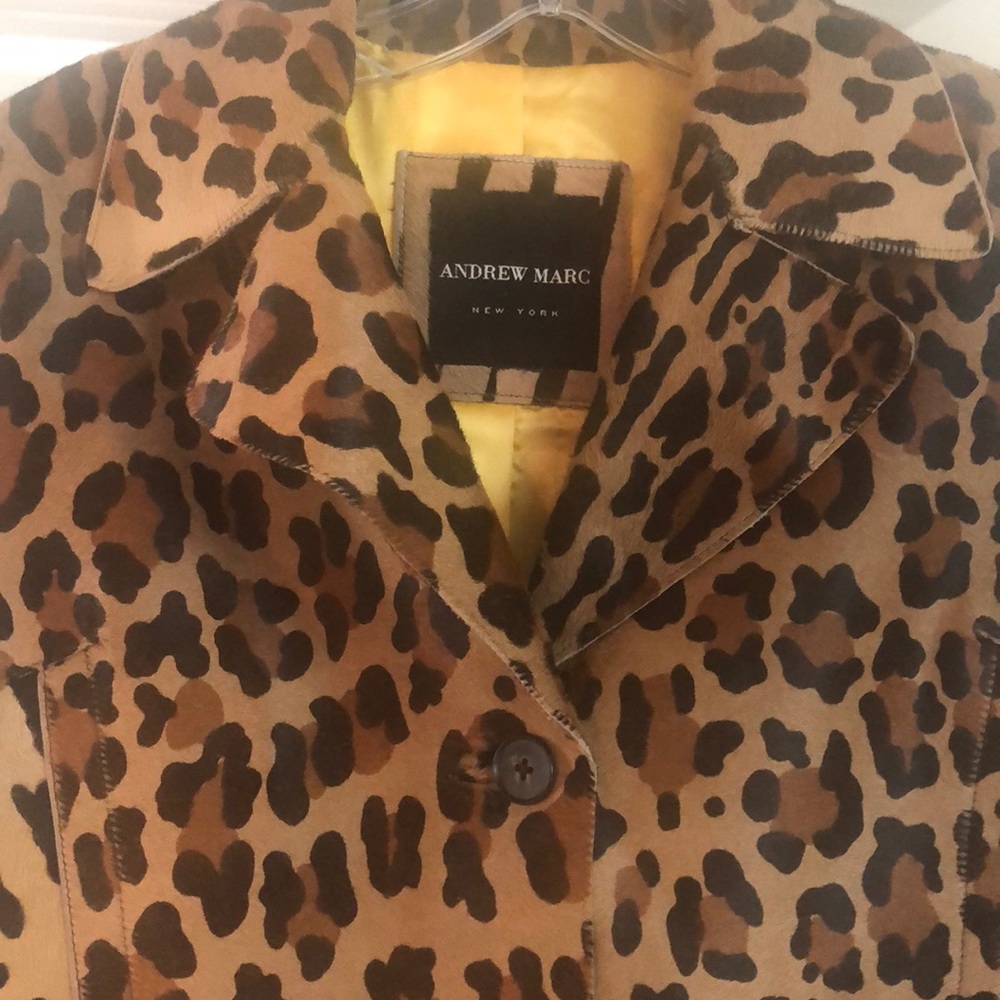 Real Fur AndrewMarc Pony Leather Leopard Jacket